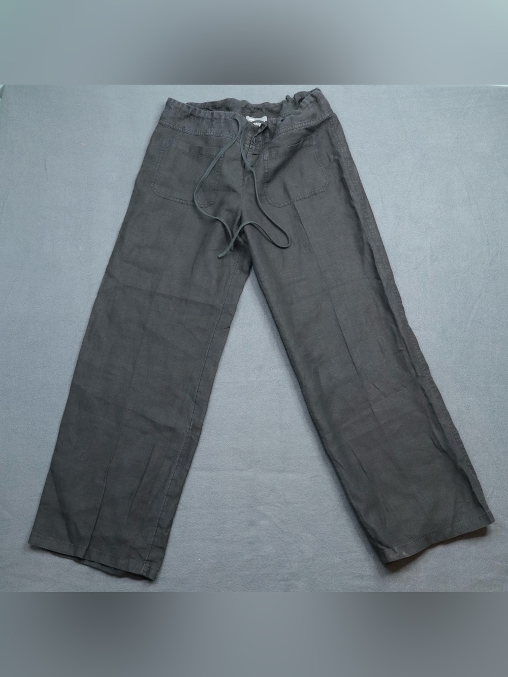 VINCE Utility Hemp Straight-Black 100% Linen Wide Leg Pants Women’s Large